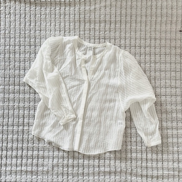 Joie White Rashelda striped Sheer Blouse - Picture 2 of 5
